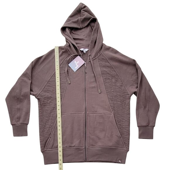 JoyLab Taupe Neutral Longline Zip Up Hooded Jacket Oversized Relaxed Fit NEW - Picture 12 of 15